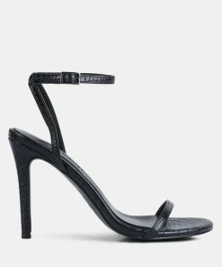 Rag & Co BLONDES Black Croc High Heeled Sandal Sandals