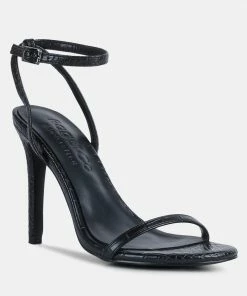 Rag & Co BLONDES Black Croc High Heeled Sandal Sandals