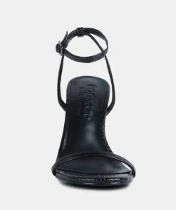 Rag & Co BLONDES Black Croc High Heeled Sandal Sandals