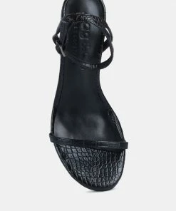 Rag & Co BLONDES Black Croc High Heeled Sandal Sandals