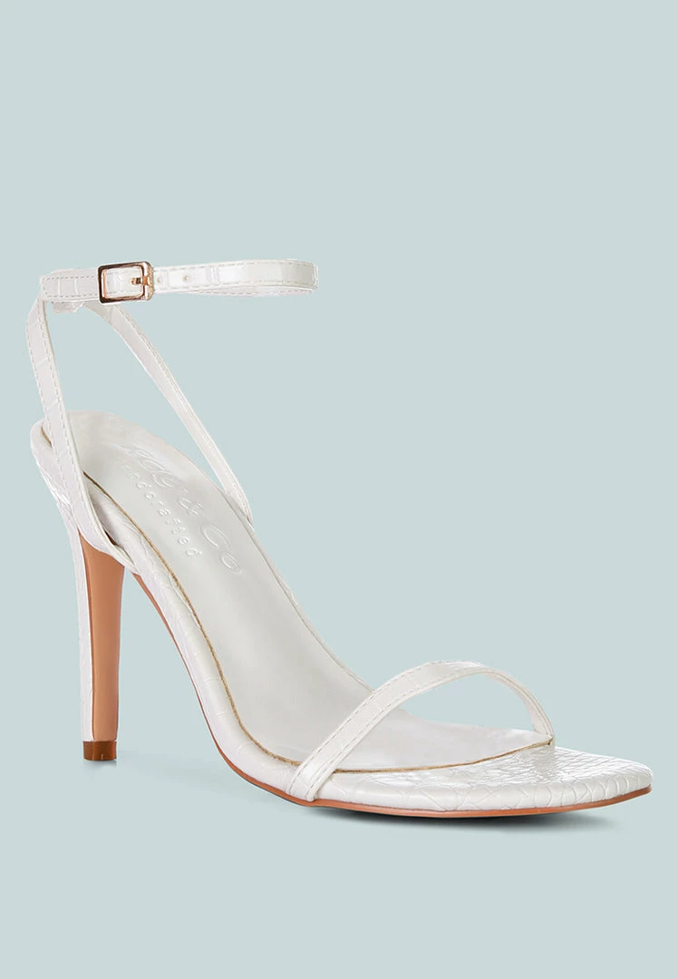 Rag & Co BLONDES White Croc High Heeled Sandal Sandals 3 Rag & Co BLONDES White Croc High Heeled Sandal Sandals