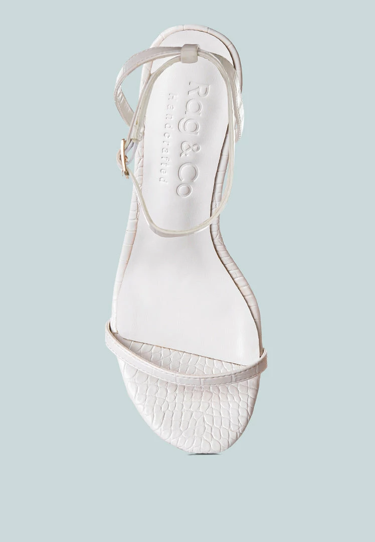Rag & Co BLONDES White Croc High Heeled Sandal Sandals 8 Rag & Co BLONDES White Croc High Heeled Sandal Sandals