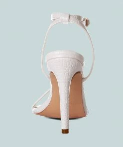 Rag & Co BLONDES White Croc High Heeled Sandal Sandals 13 Rag & Co BLONDES White Croc High Heeled Sandal Sandals