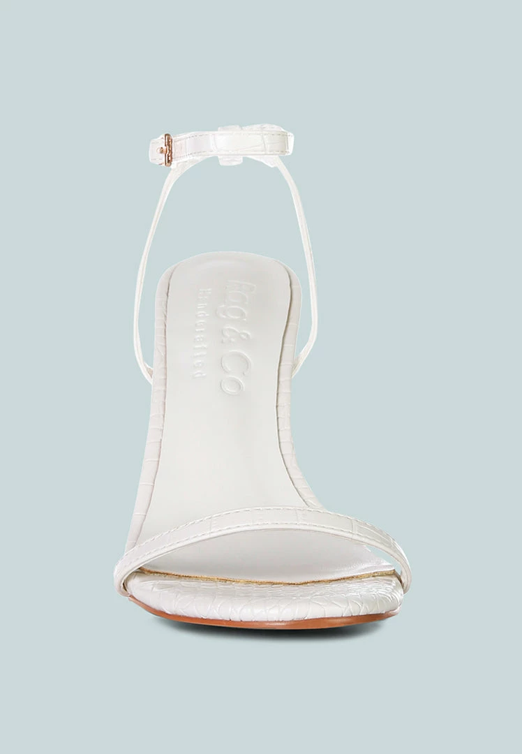 Rag & Co BLONDES White Croc High Heeled Sandal Sandals 5 Rag & Co BLONDES White Croc High Heeled Sandal Sandals