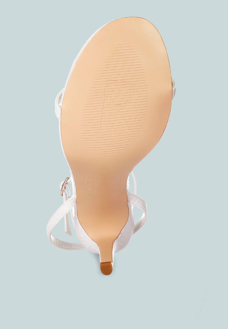 Rag & Co BLONDES White Croc High Heeled Sandal Sandals 9 Rag & Co BLONDES White Croc High Heeled Sandal Sandals