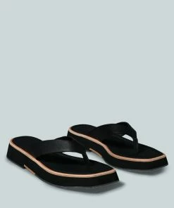 Rag & Co X BLUNT Flat Thong Sandal In Black Flats