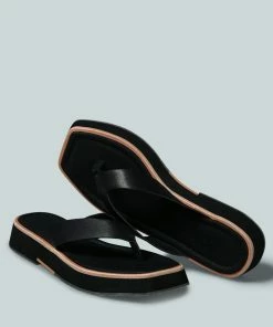 Rag & Co X BLUNT Flat Thong Sandal In Black Flats 9 Rag & Co X BLUNT Flat Thong Sandal In Black Flats
