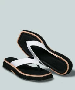 Rag & Co X Flats BLUNT Flat Thong Sandal In White