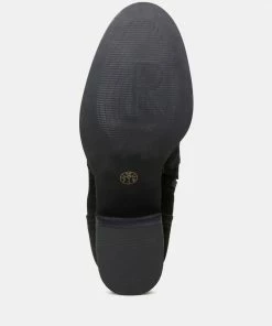 Rag & Co BOWIE Black Stacked Heel Leather Boots 14 Rag & Co BOWIE Black Stacked Heel Leather Boots