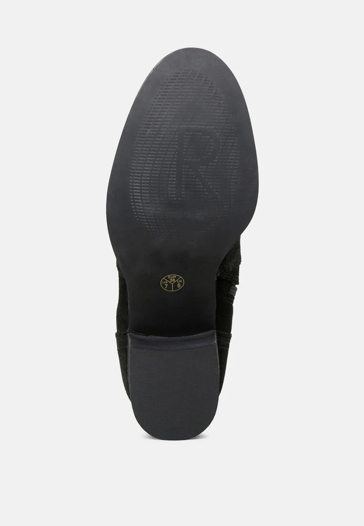 Rag & Co BOWIE Black Stacked Heel Leather Boots 8 Rag & Co BOWIE Black Stacked Heel Leather Boots