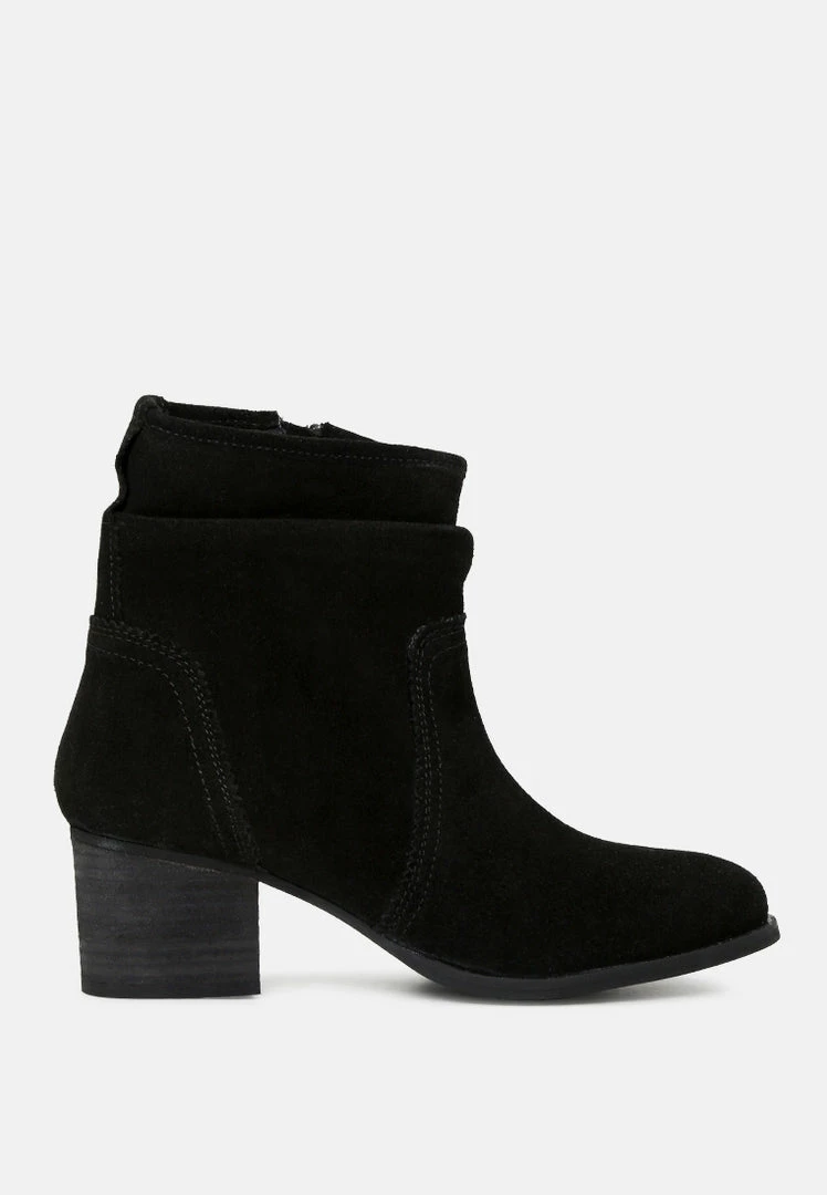 Rag & Co BOWIE Black Stacked Heel Leather Boots 4 Rag & Co BOWIE Black Stacked Heel Leather Boots