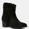 Rag & Co BOWIE Black Stacked Heel Leather Boots 1 Rag & Co BOWIE Black Stacked Heel Leather Boots