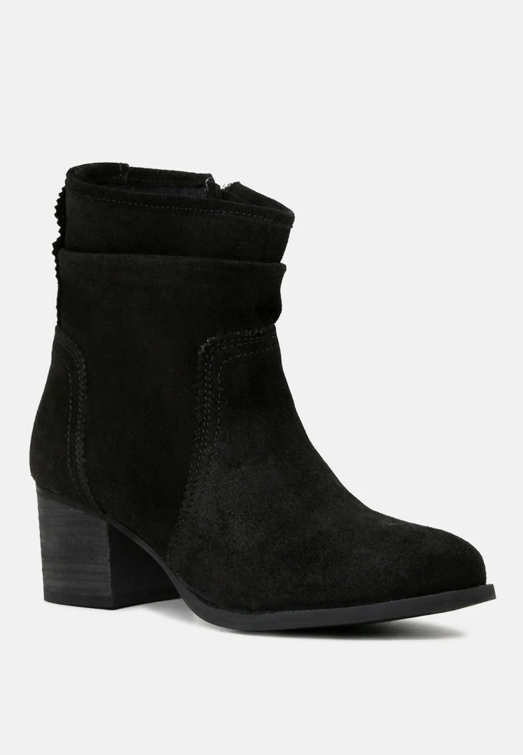Rag & Co BOWIE Black Stacked Heel Leather Boots 3 Rag & Co BOWIE Black Stacked Heel Leather Boots