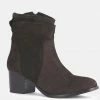 Rag & Co BOWIE Dark Brown Stacked Heel Leather Boots