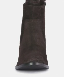 Rag & Co BOWIE Dark Brown Stacked Heel Leather Boots