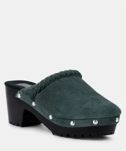 Rag & Co INCA Grey Fine Suede Leather Clogs