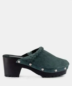 Rag & Co INCA Grey Fine Suede Leather Clogs