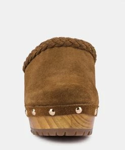 Rag & Co INCA Tan Fine Suede Leather Clogs