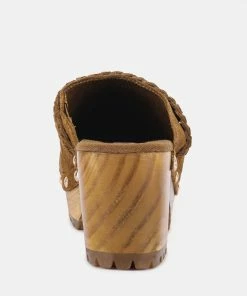 Rag & Co INCA Tan Fine Suede Leather Clogs