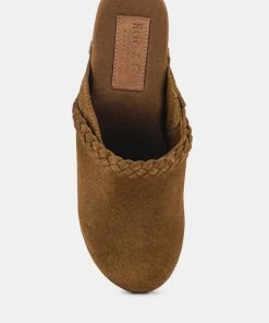 Rag & Co INCA Tan Fine Suede Leather Clogs