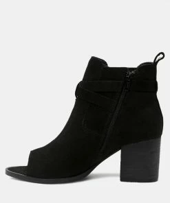 Rag & Co BRIA Black Peep Toe Ankle Boots
