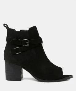 Rag & Co BRIA Black Peep Toe Ankle Boots