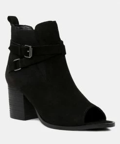 Rag & Co BRIA Black Peep Toe Ankle Boots