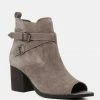 Rag & Co BRIA Taupe Peep Toe Ankle Boots