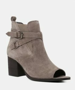 Rag & Co BRIA Taupe Peep Toe Ankle Boots