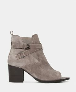 Rag & Co BRIA Taupe Peep Toe Ankle Boots