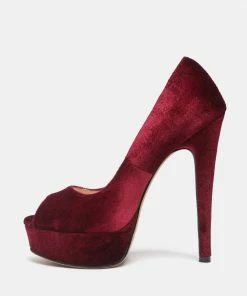 Rag & Co BRIELLE High Heel Peep Toe Stiletto In Burgundy Pumps 13 Rag & Co BRIELLE High Heel Peep Toe Stiletto In Burgundy Pumps