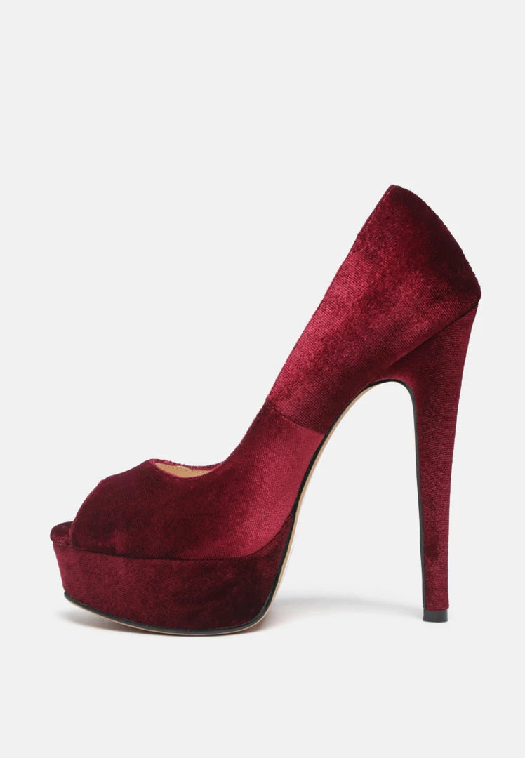 Rag & Co BRIELLE High Heel Peep Toe Stiletto In Burgundy Pumps 6 Rag & Co BRIELLE High Heel Peep Toe Stiletto In Burgundy Pumps