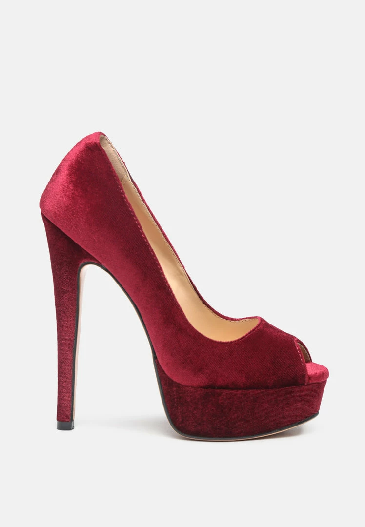 Rag & Co BRIELLE High Heel Peep Toe Stiletto In Burgundy Pumps 4 Rag & Co BRIELLE High Heel Peep Toe Stiletto In Burgundy Pumps