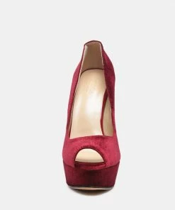 Rag & Co BRIELLE High Heel Peep Toe Stiletto In Burgundy Pumps 12 Rag & Co BRIELLE High Heel Peep Toe Stiletto In Burgundy Pumps
