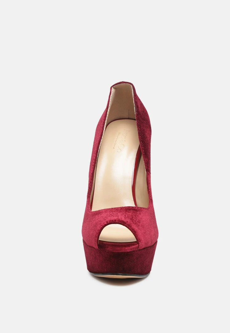 Rag & Co BRIELLE High Heel Peep Toe Stiletto In Burgundy Pumps 5 Rag & Co BRIELLE High Heel Peep Toe Stiletto In Burgundy Pumps
