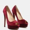 Rag & Co BRIELLE High Heel Peep Toe Stiletto In Burgundy Pumps