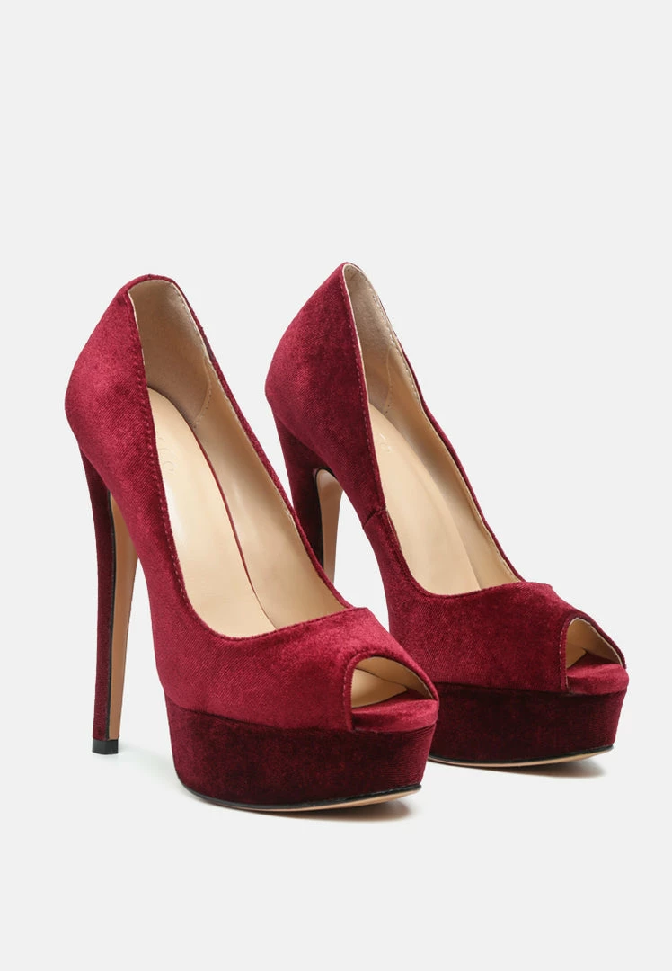 Rag & Co BRIELLE High Heel Peep Toe Stiletto In Burgundy Pumps 3 Rag & Co BRIELLE High Heel Peep Toe Stiletto In Burgundy Pumps