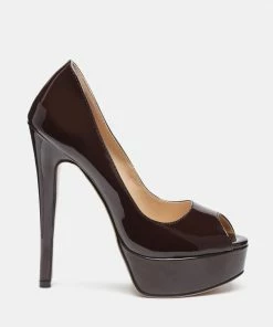 Rag & Co Pumps BRIELLE High Heel Peep Toe Stiletto In Espresso
