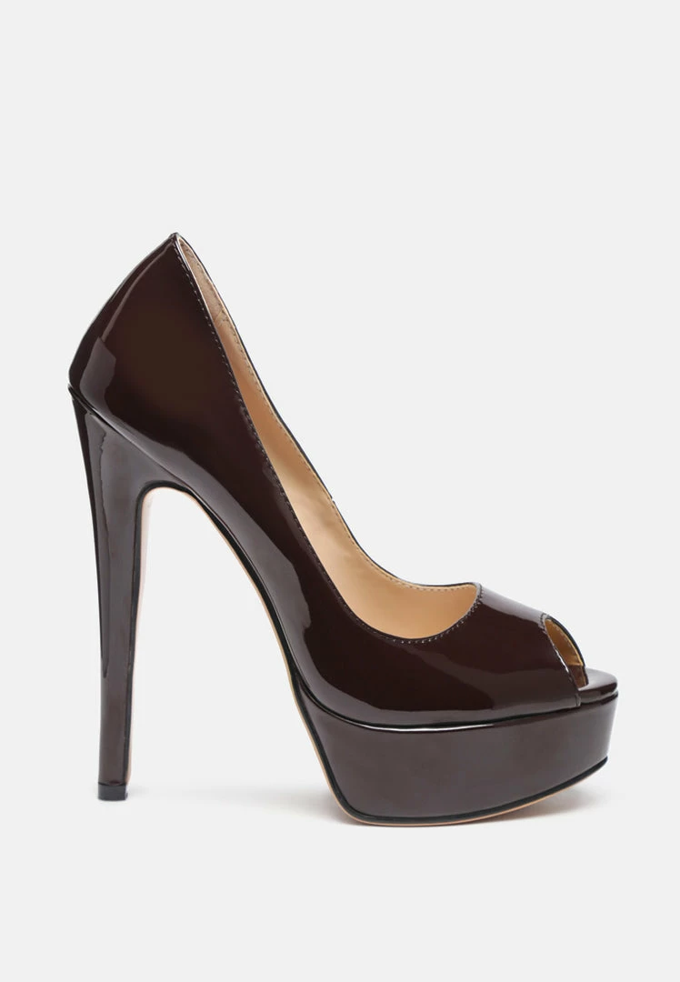 Rag & Co Pumps BRIELLE High Heel Peep Toe Stiletto In Espresso 4 Rag & Co Pumps BRIELLE High Heel Peep Toe Stiletto In Espresso
