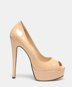 Rag & Co Pumps BRIELLE High Heel Peep Toe Stiletto In Latte