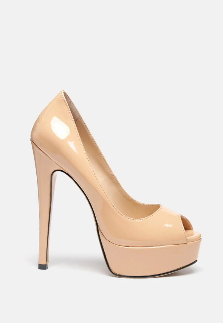 Rag & Co Pumps BRIELLE High Heel Peep Toe Stiletto In Latte 4 Rag & Co Pumps BRIELLE High Heel Peep Toe Stiletto In Latte