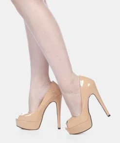 Rag & Co Pumps BRIELLE High Heel Peep Toe Stiletto In Latte 15 Rag & Co Pumps BRIELLE High Heel Peep Toe Stiletto In Latte