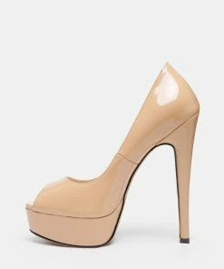 Rag & Co Pumps BRIELLE High Heel Peep Toe Stiletto In Latte 12 Rag & Co Pumps BRIELLE High Heel Peep Toe Stiletto In Latte
