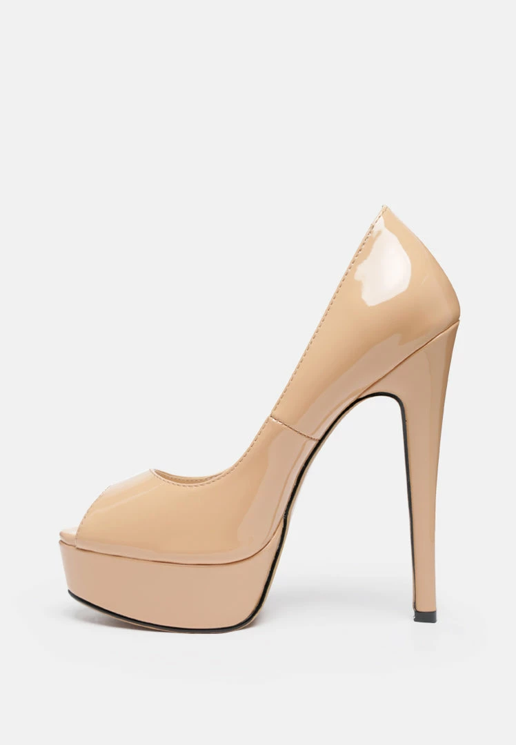 Rag & Co Pumps BRIELLE High Heel Peep Toe Stiletto In Latte 6 Rag & Co Pumps BRIELLE High Heel Peep Toe Stiletto In Latte