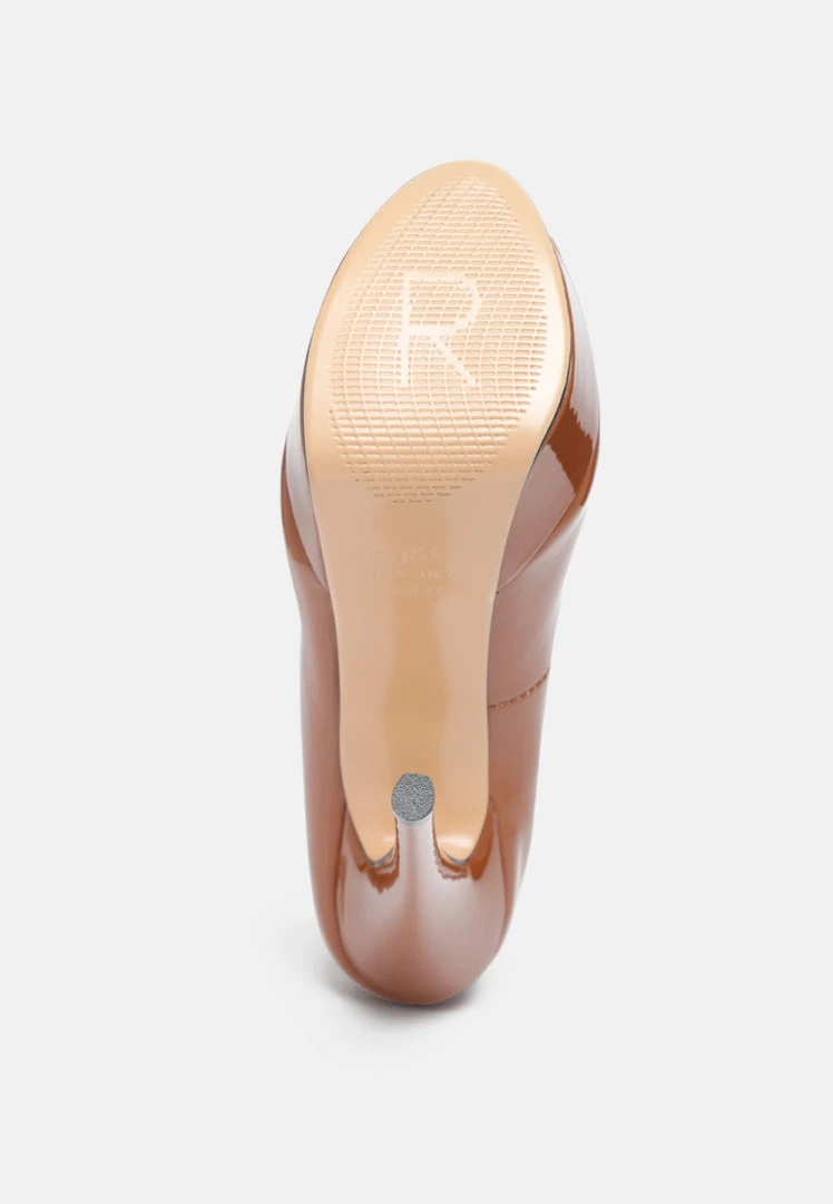 Rag & Co BRIELLE High Heel Peep Toe Stiletto In Mocca 8 Rag & Co BRIELLE High Heel Peep Toe Stiletto In Mocca