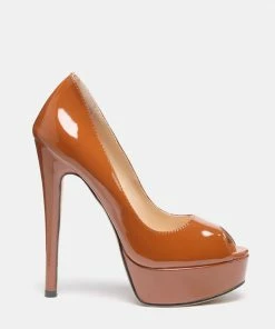 Rag & Co BRIELLE High Heel Peep Toe Stiletto In Mocca