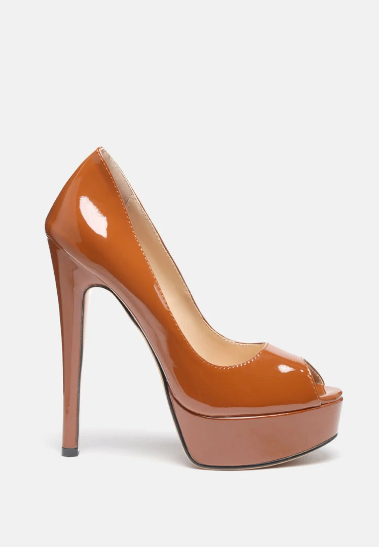 Rag & Co BRIELLE High Heel Peep Toe Stiletto In Mocca 4 Rag & Co BRIELLE High Heel Peep Toe Stiletto In Mocca