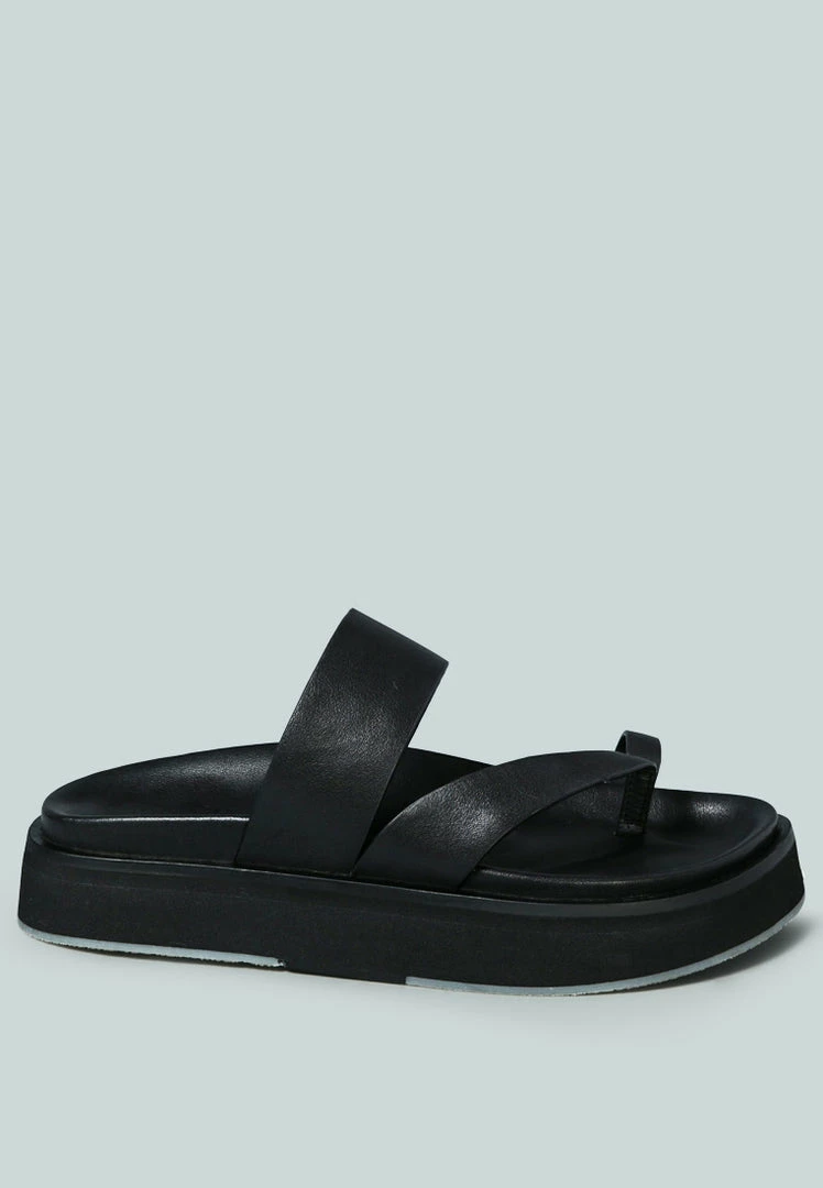 Rag & Co X BULLOCK Slip-On Leather Sandal In Black Flats 4 Rag & Co X BULLOCK Slip-On Leather Sandal In Black Flats