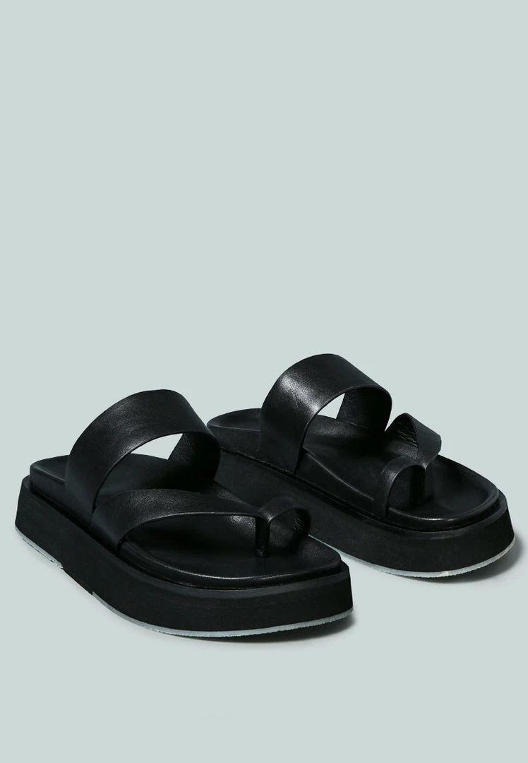 Rag & Co X BULLOCK Slip-On Leather Sandal In Black Flats 3 Rag & Co X BULLOCK Slip-On Leather Sandal In Black Flats