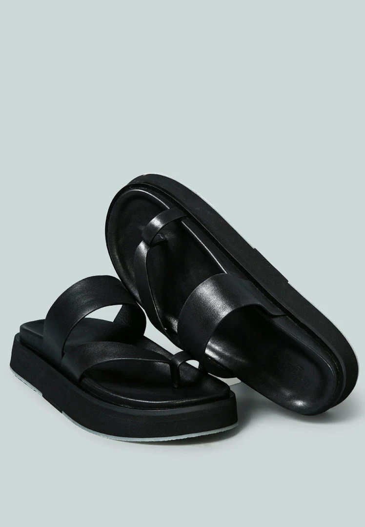 Rag & Co X BULLOCK Slip-On Leather Sandal In Black Flats 5 Rag & Co X BULLOCK Slip-On Leather Sandal In Black Flats